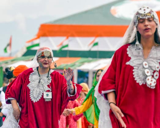 80th Independence Day Celebrations in J&K s Srinagar Srinagar, Aug 15 (ANI): Participants perform during the 80th Independence Day celebrations at Bakshi Stadium, in Srinagar on Saturday. Srinagar Jammu and Kashmir India Copyright: xANIx ANI_20260815618