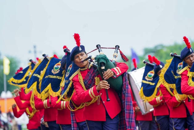 RECORD DATE NOT STATED 80th Independence Day Celebrations in Chhattisgarh Raipur Chhattisgarh , Aug 15 (ANI): Women personnel of Chhattisgarh Police play bagpipes during the 80th Independence Day celebrations at Police Parade Ground, in Raipur on Saturday. (@vishnudsai X ANI Photo) Raipur Chhattisgarh India Copyright: xANIx ANI_20260815667