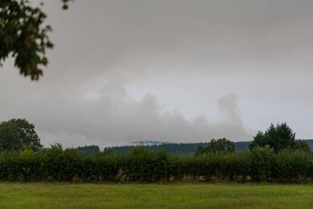 Lot of smoke as a fire rages in the Hautes Fagnes (High Fens) nature reserve, on Saturday 15 August 2026 in Waimes. The fire started on August 14th and 1600 hectares (on a total of 4500) are impacted.  NICOLASxLAMBERT 183470570