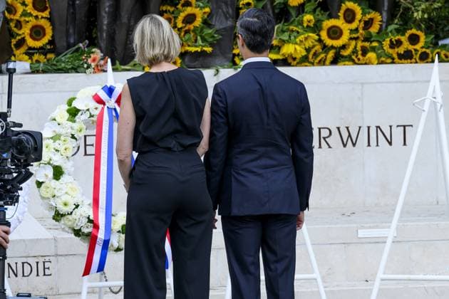 Den Haag, The Netherlands, 2026-08-15 19:38:15 THE HAGUE, 15-08-2026, Indies Monument On August 15, the Netherlands commemorates the end of the Second World War in the former Dutch East Indies. During the National Remembrance Day, the victims who perished due to war and violence in Asia are remembered. PHOTO: NLBeeld Patrick van Emst In the photo: Prime Minister Rob Jetten and Minister of Long-Term Care, Youth and Sport (VWS) Mirjam Sterk Credit: NL Beeld Patrick van Emst  Copyright: xx x