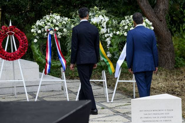 Den Haag, The Netherlands, 2026-08-15 19:55:36 THE HAGUE, 15-08-2026, Indies Monument On August 15, the Netherlands commemorates the end of the Second World War in the former Dutch East Indies. During the National Remembrance Day, the victims who perished due to war and violence in Asia are remembered. PHOTO: NLBeeld Patrick van Emst In the photo: Prime Minister Rob Jetten and National Remembrance Day August 15, 2026 Chairman Paul Doop Credit: NL Beeld Patrick van Emst  Copyright: xx x