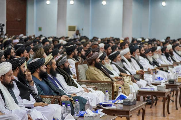 Taliban Fifth Anniversary Official Ceremony Kabul Afghanistan Taliban officials sit in the audience during a ceremony at the Loya Jirga Tent marking the fifth anniversary of the Taliban™s return to power in Kabul, Afghanistan, on August 15, 2026. The event commemorates the government s takeover following the withdrawal of United States forces. Kabul Kabul Afghanistan Copyright: xJavidxAshnax