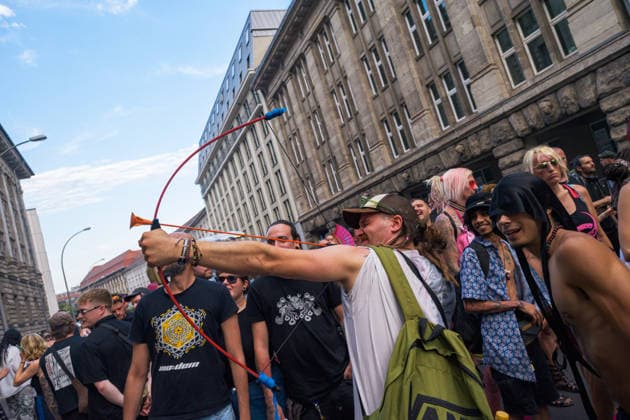August 15, 2026, Berlin, Berlin, Germany: Hundreds of people marched and danced in the streets of Berlin to electronic dance music during the annual Ã¢â‚¬oeFuck ParadeÃ¢â‚¬Â on Aug. 15, 2026. The Fuck Parade as political demonstration protests the increased commercialization of BerlinÃ¢â‚¬â ¢s club culture. Berlin Germany  - ZUMAk201 20260815_zip_k201_030 Copyright: xNikosxKanistrasx