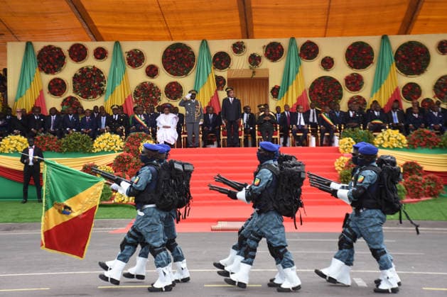 (260816) -- BRAZZAVILLE, Aug. 16, 2026 -- A formation marches past the reviewing stand during a parade marking the 66th anniversary of the country s independence in Brazzaville, capital of the Republic of the Congo, Aug. 15, 2026. The Republic of the Congo held a military and civilian parade on Saturday here to mark the 66th anniversary of its independence. (Photo by Xinhua) REPUBLIC OF THE CONGO-BRAZZAVILLE-INDEPENDENCE-PARADE Kitina 