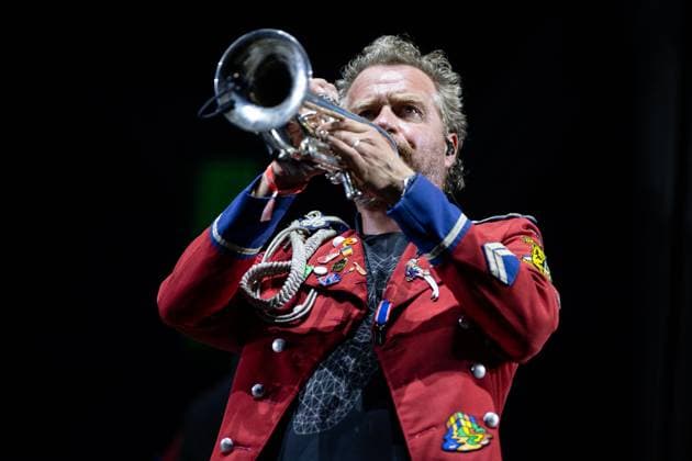MEUTE performs at Vodafone Paredes de Coura 2026 in Portugal - 15 Aug Thomas Burhorn, trumpet player of MEUTE, performs on the main stage during the final day of Vodafone Paredes de Coura. Paredes de Coura Portugal Copyright: xDiogoxBaptistax xSOPAxImagesx DB_MEUTEMainStage20260815PDC_030