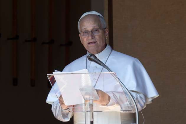 August 15, 2026, Castel Gandolfo, Rome, Italy: Pope Leo XIV delivers the Angelus Noon Prayer in front of the Apostolic Palace in piazza della Liberto in Castel Gandolfo, near Rome.Pope Leo XIV during his Angelus Noon Prayer in piazza della Liberto in Castel Gandolfo Castel Gandolfo Italy  - ZUMAs197 20260815_aaa_s197_341 Copyright: xMariaxGraziaxPicciarellax