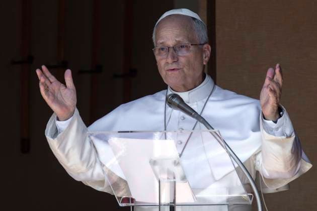 August 15, 2026, Castel Gandolfo, Rome, Italy: Pope Leo XIV gives his blessing during his Angelus Noon Prayer in front of the Apostolic Palace in piazza della Liberto in Castel Gandolfo, near Rome.Pope Leo XIV during his Angelus Noon Prayer in piazza della Liberto in Castel Gandolfo Castel Gandolfo Italy  - ZUMAs197 20260815_aaa_s197_347 Copyright: xMariaxGraziaxPicciarellax