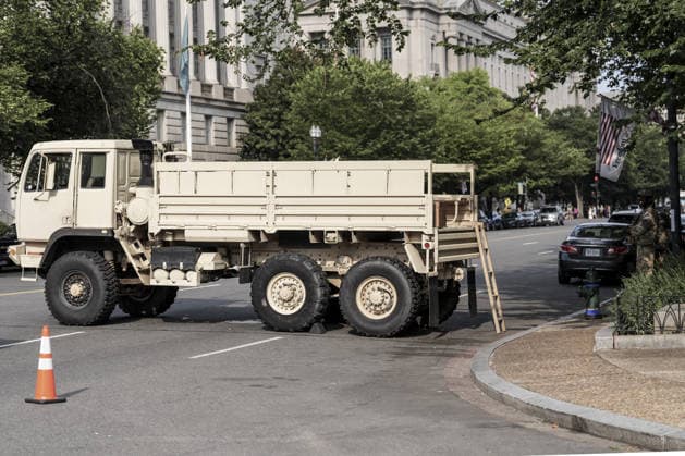 Washington marks one year since National Guard deployment WASHINGTON, UNITED STATES - AUGUST 16: National Guard troops patrol along Constitution Avenue between the White House and the National Mall in Washington, United States, on August 16, 2026, marking the first anniversary of President Donald Trump’s deployment of National Guard forces to the city. Hasan Akbas Anadolu Washington United States. Editorial use only. Please get in touch for any other usage.  Copyright: x2026xAnadoluxHasanxAkbasx