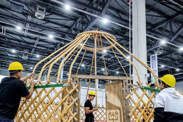 RUSSIA, REPUBLIC OF TATARSTAN - AUGUST 16, 2026: Workers put up a yurt in the Kazan Expo International Exhibition Centre in Bolshiye Kabany during the 4th Sprouts Business Forum titled Sprouts: Russia and China – Mutually Beneficial Cooperation scheduled for 16-19 August 2026. Yevgeny Messman TASS Host Photo Agency  96243417