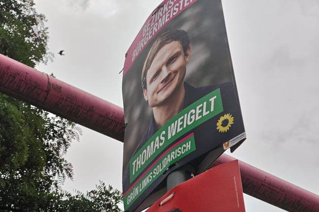 Berlin, Deutschland, 16.08.2026: Wahlplakat mit Thomas Weigelt, Grüne *** Berlin, Germany, August 16, 2026 Election poster featuring Thomas Weigelt, The Greens Copyright: xdtsxNachrichtenagenturx dts_130301