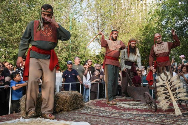 ARMENIA, YEREVAN - AUGUST 16, 2026: People take part in Yerevan Taraz Fest 2026, an annual festival promoting Armenian culture and traditional costumes. Alexander Patrin TASS  96253507