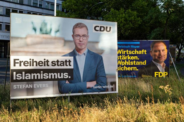 Berlin,14.08.2026,Wahlplakat der Partei CDU Stefan Evers zur Wahl zum 20.Abgeordnetenhaus von Berlin sowie zu den Bezirksverordnetenversammlungen am 20.09.2026. *** Berlin, August 14, 2026—Election poster for Stefan Evers of the CDU party for the election to the 20th Berlin House of Representatives and the district councils on September 20, 2026