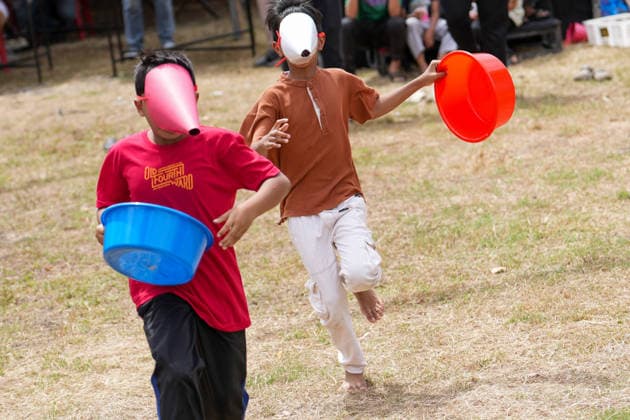 August 16, 2026, Banda Aceh, Aceh, Indonesia: Children enthusiastically raced to collect balls while wearing paper-cone masks during a series of competitions held to celebrate Indonesia s 81st Independence Day in Banda Aceh, Aceh Province, Indonesia, on Sunday. Residents organized this traditional gameÃ¢â‚¬which restricts the participants field of visionÃ¢â‚¬to foster a sense of togetherness and entertain the local community in celebration of Independence Day. Banda Aceh Indonesia - ZUMAi115 20260816_zip_i115_005 Copyright: xMuhammadxIqbalx
