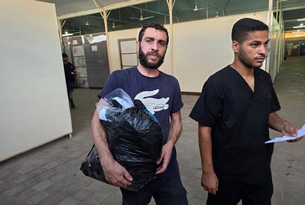 Released Palestinian prisoners arrive at Nasser Medical Complex in Khan Younis Palestinian prisoners released from Israeli jails arrive at Nasser Medical Complex in Khan Younis, southern Gaza Strip, on August 16, 2026, aboard buses operated by the International Committee of the Red Cross after being transferred from the Kerem Shalom crossing. Relatives gather to receive them upon arrival. Photo by Tariq Mohammad APA Images Khan Yunis Gaza Strip Palestinian Territory 160826_Khan_Yunis_TM_03(9) Copyright: xapaimagesxTariqxMohammad xapaimagesx