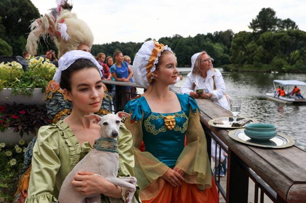 RUSSIA, MOSCOW - AUGUST 16, 2026: Participants in period costumes take part in a historical reenactment during the Tsaritsyno History Day festival at the Tsaritsyno Museum-Reserve. The event marks key moments from the summer of 1775, when Catherine the Great, the Empress of Russia, purchased the Chernaya Gryaz (future Tsaritsyno) estate, and the summer of 1787, when she visited the residence with her grandchildren during the 25th anniversary of her reign. Alyona Bzhakhova TASS  96253676