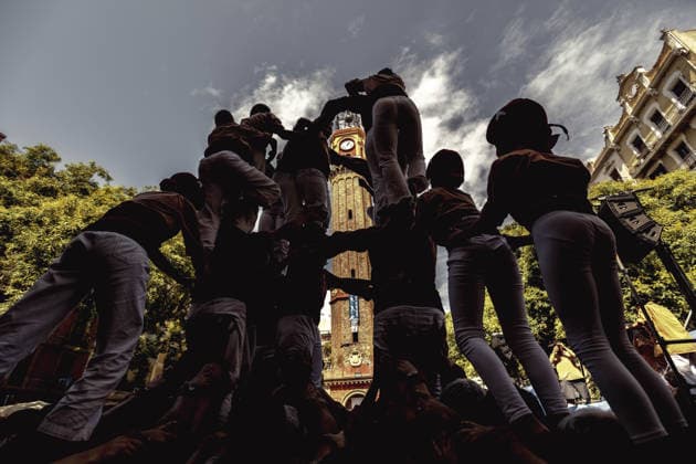 August 16, 2026, Barcelona, Catalonia, Spain: Members of the Castellers de la Vila de Gracia build a human pillars during the Festa Major de Gro cia. Barcelona Spain - ZUMAo105 20260816_fap_o105_038 Copyright: xMatthiasxOesterlex
