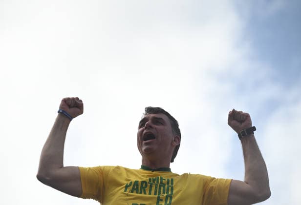 Flavio Bolsonaro addresses supporters at campaign rally in Rio de Janeiro RIO DE JANEIRO, BRAZIL - AUGUST 16: Brazilian presidential candidate Flavio Bolsonaro is set to officially launch his presidential campaign with a rally at Copacabana Beach in Rio de Janeiro, Brazil, on August 16, 2026. The rally is expected to draw a large number of supporters. Brazil s Military Police is expected to reinforce security measures along the beachfront due to the expected crowd and the potential impact of the event on traffic and public circulation. Copacabana Beach has previously hosted demonstrations in support of Flavio Bolsonaro s father, former President Jair Bolsonaro, and is closely associated with the Bolsonaro family s political base in Rio de J  Copyright: x2026xAnadoluxFabioxTeixeirax