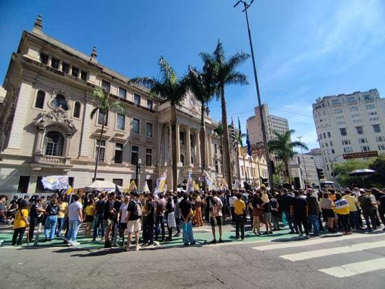 RECORD DATE NOT STATED first act of Renan Santos campaign Sao Paulo (SP), 08 16 2026 - Politics Elections Campaign - First public campaign event of the candidate for president of the Missao party, Renan Santos, in front of the USP Law School in Largo Sao Francisco in downtown Sao Paulo.(Foto: Leandro Chemalle Thenews2 imago images) first act of Renan Santos campaign  Copyright: xLeandroxChemallex