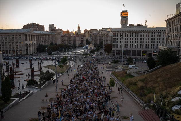 Thousands protest against dismissal of Ukrainian Defense Minister Fedorov in Kyiv KYIV, UKRAINE - AUGUST 16: Thousands attend a rally to protest the dismissal of the Defense Minister of Ukrainem Mykhailo Fedorov in Kyiv, Ukraine, on August 16, 2026. Mykhailo Fedorov was dismissed from the post of the Defense Minister of Ukraine after six moinths at post by the President of Ukraine Volodymyr Zelenskyi in June, 2026 and this decision sparked protests across Ukraine that continue since then. Danylo Antoniuk Anadolu Kyiv Ukraine. Editorial use only. Please get in touch for any other usage.  Copyright: x2026xAnadoluxDanyloxAntoniukx