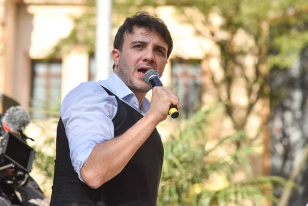 SaO PAULO, SP - 16.08.2026: RENAN SANTOS INICIA A CAMPANHA EM SP - Presidential candidate Renan Santos (Missao), during the launch of his presidential campaign, this Sunday (16), in front of the USP Law School, in Largo Sao Francisco, SP. x2999346x  RobertoxCasimiro
