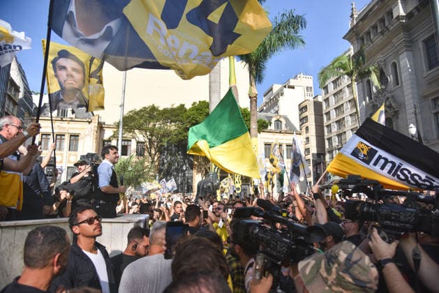 SaO PAULO, SP - 16.08.2026: RENAN SANTOS INICIA A CAMPANHA EM SP - Presidential candidate Renan Santos (Missao), during the launch of his presidential campaign, this Sunday (16), in front of the USP Law School, in Largo Sao Francisco, SP. x2999352x  RobertoxCasimiro