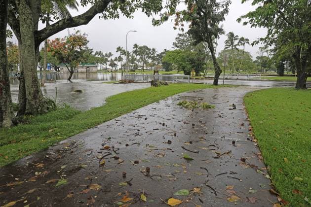Hawaii recovers after Hurricane Lala HILO — Cleanup efforts were underway Sunday morning across Hilo after Hurricane Lala brought heavy rain, strong winds, and flooding to Hawai?i Island as the storm passed south of the Big Island Saturday., , Floodwaters covered portions of the Hilo Bayfront area as heavy rainfall associated with Lala soaked windward Hawai?i Island. Residents and crews began clearing debris and assessing flooded areas as conditions gradually improved Sunday., , Rainfall varied considerably across the island. Before the storm arrived, the National Weather Service had forecast 8 to 12 inches across the Big Island, with more than 20 inches possible in isolated windward locations. Official final storm-total rainfall amounts we  Copyright: xThexMegaxAgencyxTimxWrightx xMEGAx