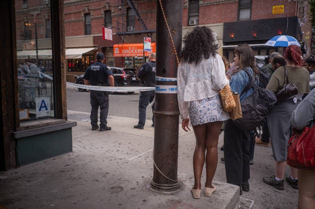 August 17, 2026, New York, Ny, United States: Police and media on scene of a stabbing and police involved shooting on Ludlow Street in the Lower East Side of Manhattan in New York City on Saturday, August 16, 2026. New York United States - ZUMAt177 20260817_znp_t177_008 Copyright: xJohnxTaggartx
