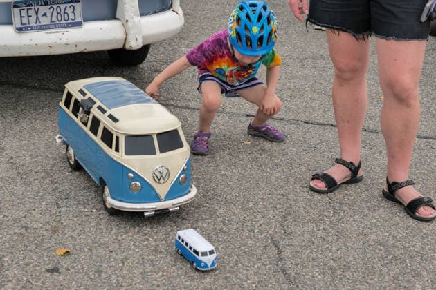 August 16, 2026, New York, New York, USA: VW Bus in various sizes at VW Gridlock on Governors Island. The vintage Volkswagen show returned to .the island across from the Lower Manhattan skyline. The collection of about 75 vintage epic.Volkswagens from across the years with models the Beetle, Bus, Karmann Ghia and Thing .were parked along the waterside at Picnic Point for visitors to enjoy, admire and photograph. New York USA - ZUMAh156 20260816_znp_h156_010 Copyright: xMiloxHessx
