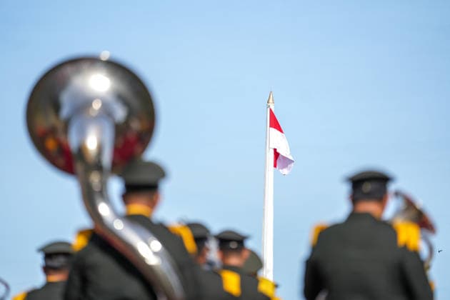 August 17, 2026, Banda Aceh, Aceh, Indonesia: The Red and White flag was raised on the flagpole during the commemoration of the 81st anniversary of the Republic of Indonesia at Blang Padang Field in Banda Aceh, Aceh Province, Indonesia, on Monday. Hundreds of students, government employees, and military personnel participated in the ceremony. Banda Aceh Indonesia  - ZUMAi115 20260817_zip_i115_012 Copyright: xMuhammadxIqbalx