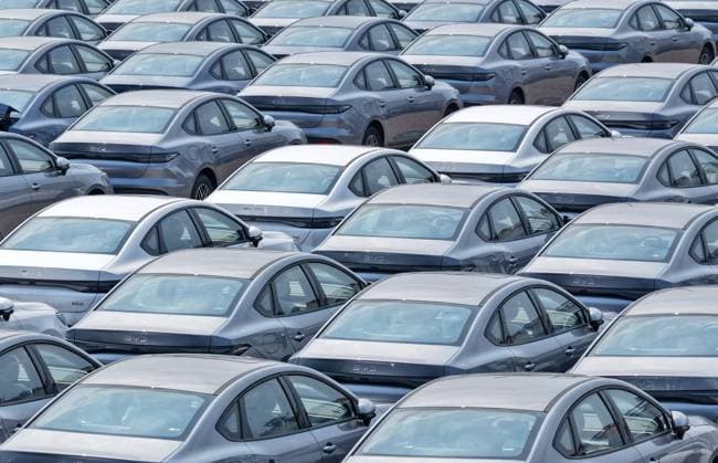 China Automotive Export Aerial view of new BYD electric cars waiting for shipment to overseas markets in a port in Yantai in eastern China s Shandong province, Monday, Aug. 17, 2026., Credit:stringer Utuku Feature China Avalon CHINA, SHANDONG, YANTAI  Copyright: xstringerx xUtuku FeaturexChinax xAvalonx 1124490130