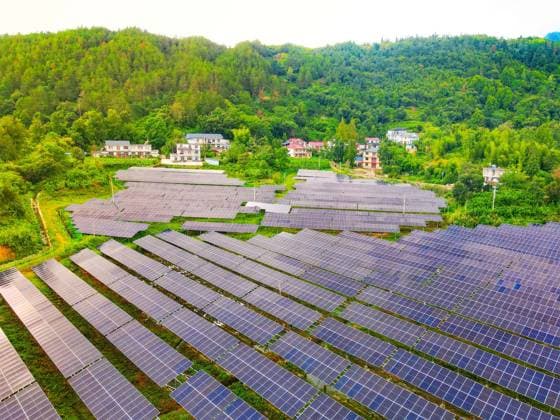 Photovoltaic Panel ANQING, CHINA - AUGUST 15, 2026 - Rows of photovoltaic panels on the mountain in Yuexi County, Anqing City, Anhui Province, China on August 15, 2026. Anqing Anhui China  Copyright: xCFOTOx i1786973723247