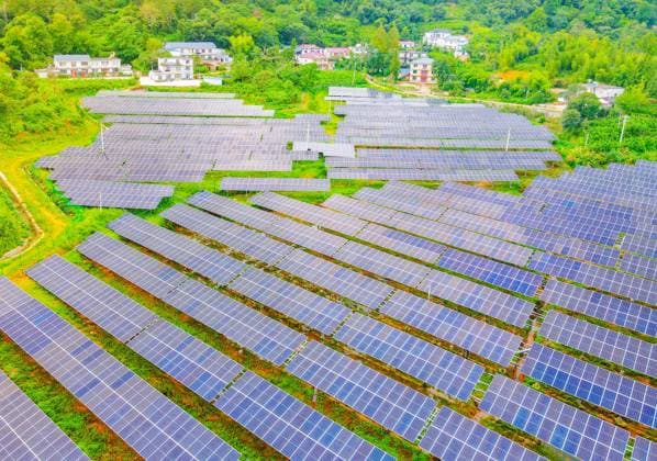Photovoltaic Panel ANQING, CHINA - AUGUST 15, 2026 - Rows of photovoltaic panels on the mountain in Yuexi County, Anqing City, Anhui Province, China on August 15, 2026. Anqing Anhui China  Copyright: xCFOTOx i1786973724013