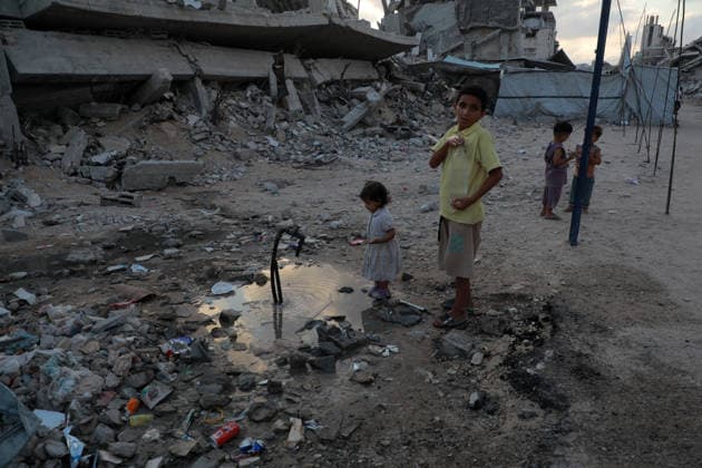 Daily Life Of Palestinians In Destroyed Area - Gaza City Pictures showing the daily life of Palestinians in the war-torn Tel al-Hawa area, Gaza City, Gaza Strip on August 16, 2026. Photo by Rizek Eldremle ABACAPRESS.COM Gaza City Palestine  Copyright: xEldremlexRizek ABACAx