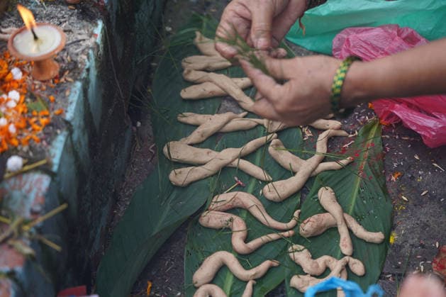 August 17, 2026, Kathmandu, Bagmati, Nepal: The Naag Panchami festival is being celebrated today with traditional worship and offerings to serpents. Observed annually on the fifth day of the bright fortnight of the month of Shrawan, this festival involves pasting images of serpents on the main entrance of homes and visiting serpent ponds (Naagdah) for worship. Kathmandu Nepal - ZUMAa308 20260817_znp_a308_003 Copyright: xChandraxBahadurxAlex