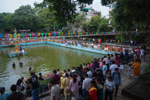 August 17, 2026, Kathmandu, Bagmati, Nepal: The Naag Panchami festival is being celebrated today with traditional worship and offerings to serpents. Observed annually on the fifth day of the bright fortnight of the month of Shrawan, this festival involves pasting images of serpents on the main entrance of homes and visiting serpent ponds (Naagdah) for worship. Kathmandu Nepal  - ZUMAa308 20260817_znp_a308_016 Copyright: xChandraxBahadurxAlex