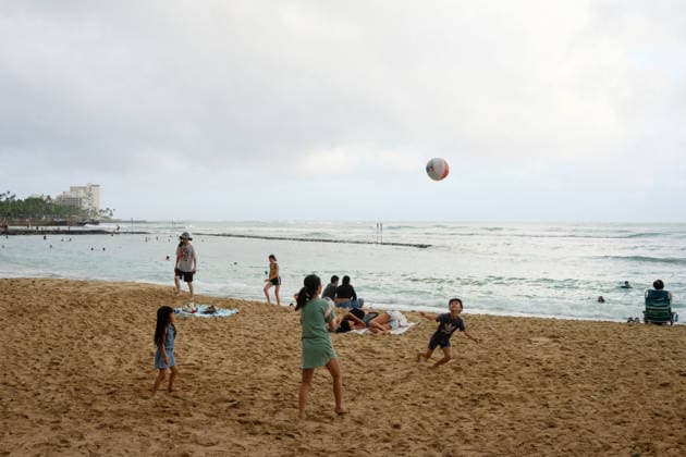 August 16, 2026, Honolulu, Hawaii, USA: Tropical storm LalaÃ¢â‚¬â ¢s worst affected Oahu and Waikiki beginning after 1:00 a.m. Sunday August 16, 2026 and lasted, tapering, through mid-afternoon leaving behind flooding, downed trees, and more than 130,000 Hawaiian Electric customers without power at 4:00 p.m. But at sunset Waikiki Beach was packed with people taking advantage of a brief respite from the rain that the National Weather Service forecasts will last through the week as the slow-moving storm moves Northwest beneath the Hawaiian archipelago. Schools, government offices and many businesses will remain closed on Monday as people on OÃ¢â‚¬Ëœahu sort through the stormÃ¢â‚¬â ¢s consequences. Honolulu USA  - ZUMAm255 20260816_znp_m255_010 Copyright: xJ.xMattx