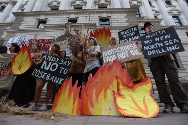 Fossil Free London Crop Failure Protest outside the Treasury, London, UK 17 August 2026 Campaigners stage a protest outside the Treasury on Horse Guards Road, London, UK, on 17 August 2026, calling on Prime Minister Andy Burnham to reject the Rosebank oil field as the public consultation closes. Holding empty harvesting baskets and hessian bags labelled Wheat - Failed , the protesters highlight the connection between fossil fuel extraction and the crop failures resulting from climate-driven heatwaves and droughts., Credit:PETE SPELLER Avalon UK, London  Copyright: xPETExSPELLERx xAvalonx 1124555582