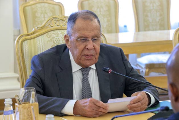 RUSSIA, MOSCOW - AUGUST 17, 2026: Sergei Lavrov, Foreign Minister of Russia, attends a bilateral meeting with his counterpart Samuel Okudzeto Ablakwa of Ghana at the Reception House of the Russian Foreign Ministry. Sergei Karpukhin TASS  96296724