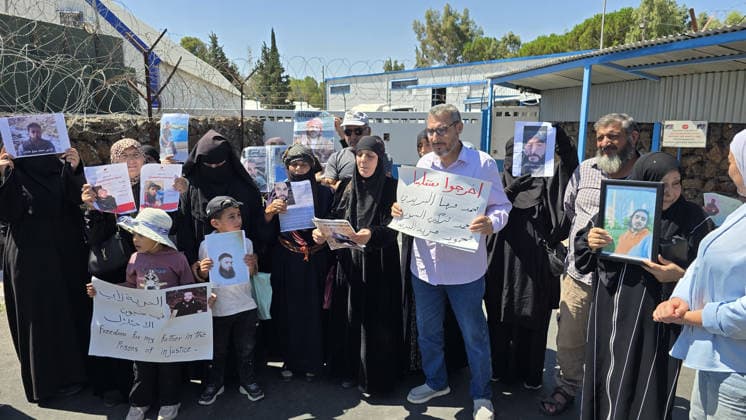 Families rally near UNDOF base in Syria demanding release of detainees QUNEITRA, SYRIA - AUGUST 17: Relatives of Syrians detained by Israeli forces, gathered outside the headquarters of the United Nations Disengagement Observer Force (UNDOF) in the village of Nabu al-Fawar, to stage a demonstration calling for the release of their loved ones in Quneitra, Syria on August 17, 2026. Hussain Almashael Anadolu Quneitra Syria. Editorial use only. Please get in touch for any other usage.  Copyright: x2026xAnadoluxHussainxAlmashaelx