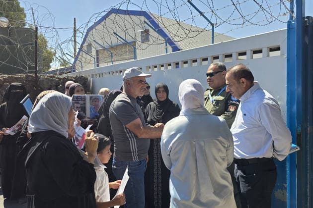 Families rally near UNDOF base in Syria demanding release of detainees QUNEITRA, SYRIA - AUGUST 17: Relatives of Syrians detained by Israeli forces, gathered outside the headquarters of the United Nations Disengagement Observer Force (UNDOF) in the village of Nabu al-Fawar, to stage a demonstration calling for the release of their loved ones in Quneitra, Syria on August 17, 2026. Hussain Almashael Anadolu Quneitra Syria. Editorial use only. Please get in touch for any other usage.  Copyright: x2026xAnadoluxHussainxAlmashaelx