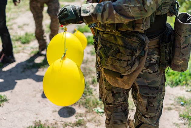 Khartiia brigade trains to counter FPV drones on Ukraine s frontline KHARKIV OBLAST, UKRAINE - AUGUST 17: Members of the air defense unit of the Khartiia Brigade demonstrate training against FPV drones in Kharkiv Oblast, Ukraine, on August 17, 2026. Soldiers attach balloons to FPV drones and practice shooting them down during the exercise. The training aims to improve the ability of air defense and infantry personnel to counter FPV drones in real combat situations along the front lines. Carlo Bravo Anadolu Kharkiv Ukraine. Editorial use only. Please get in touch for any other usage.  Copyright: x2026xAnadoluxCarloxBravox