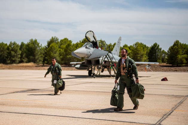 The Eurofighters that participated in the multinational exercise Pitch Black 26, held in Australia, return to Albacete. Lieutenant Brenno Cornelio Ambrosinim Cuesta i and Captain José David Banón Sánchez d arrive at Albacete Air Base after participating in the multinational exercise Pitch Black 26acete, on August 17, 2026, in Albacete, Castilla-La Mancha, Spain. The personnel and the six Eurofighters from the 14th Wing return after participating in Pitch Black 26, a multinational air exercise held in northern Australia from July 20 to August 7, focused on high-intensity combat maneuvers and joint missions. Spain participated with six Eurofighters and support aircraft, alongside forces from 21 countries, to strengthen operational coordinati  Copyright: xVictorxFernandezx 7718763