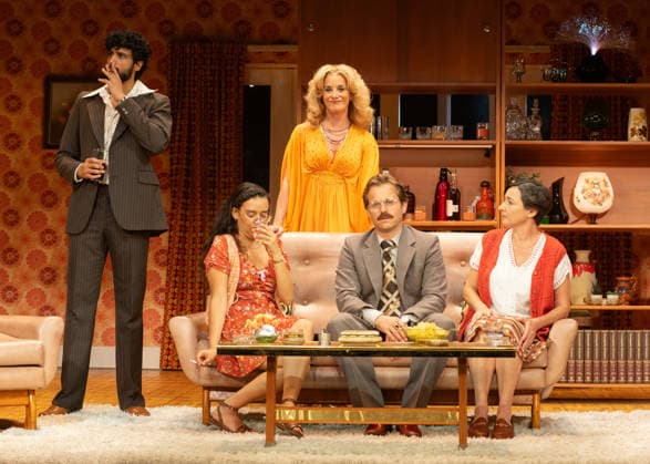 Omar Malik, Lauren Patel, Tamzin Outhwaite, Kevin Bishop and Pandora Colin performs a scene at the production photocall of Abigail s Party, at The Harold Pinter Theatre in London, England. UK. Monday 17th August 2026. Copyright: xJamesxWarrenx ABIGAIL S PARTY - PRODUCTION PHOTOCALL11