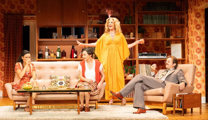 Lauren Patel, Pandora Colin, Tamzin Outhwaite and Kevin Bishop performs a scene at the production photocall of Abigail s Party, at The Harold Pinter Theatre in London, England. UK. Monday 17th August 2026. Copyright: xJamesxWarrenx ABIGAIL S PARTY - PRODUCTION PHOTOCALL14
