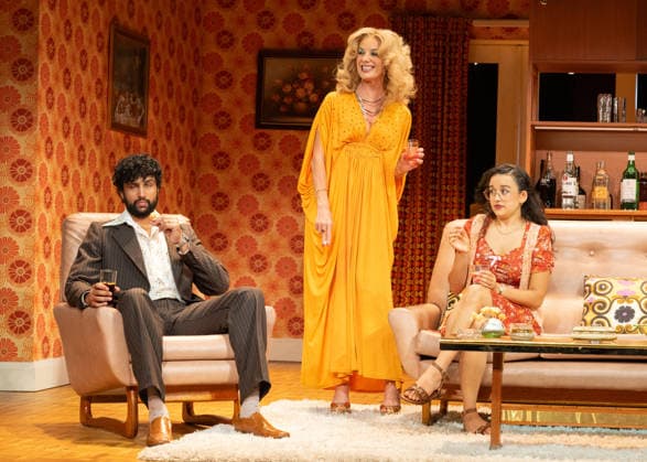 Omar Malik, Tamzin Outhwaite and Lauren Patel performs a scene at the production photocall of Abigail s Party, at The Harold Pinter Theatre in London, England. UK. Monday 17th August 2026. Copyright: xJamesxWarrenx ABIGAIL S PARTY - PRODUCTION PHOTOCALL39