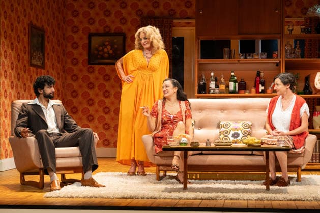 Omar Malik, Lauren Patel, Tamzin Outhwaite and Pandora Colin performs a scene at the production photocall of Abigail s Party, at The Harold Pinter Theatre in London, England. UK. Monday 17th August 2026. Copyright: xJamesxWarrenx ABIGAIL S PARTY - PRODUCTION PHOTOCALL6