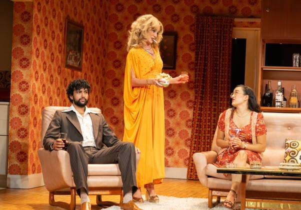 Omar Malik, Tamzin Outhwaite and Lauren Patel performs a scene at the production photocall of Abigail s Party, at The Harold Pinter Theatre in London, England. UK. Monday 17th August 2026. Copyright: xJamesxWarrenx ABIGAIL S PARTY - PRODUCTION PHOTOCALL30