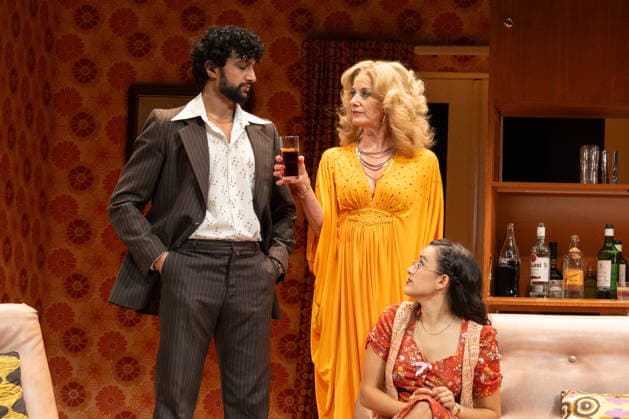 Omar Malik, Tamzin Outhwaite and Lauren Patel performs a scene at the production photocall of Abigail s Party, at The Harold Pinter Theatre in London, England. UK. Monday 17th August 2026. Copyright: xJamesxWarrenx ABIGAIL S PARTY - PRODUCTION PHOTOCALL35