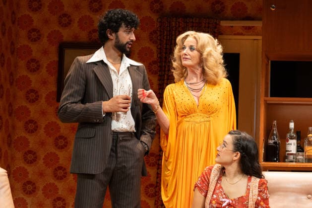 Omar Malik, Tamzin Outhwaite and Lauren Patel performs a scene at the production photocall of Abigail s Party, at The Harold Pinter Theatre in London, England. UK. Monday 17th August 2026. Copyright: xJamesxWarrenx ABIGAIL S PARTY - PRODUCTION PHOTOCALL36