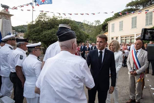 Liberation Ceremony in Bormes-les-Mimosas PHOTOPQR NICE MATIN CAMILLE DODET Bormes-les-Mimosas Bormes-les-Mimosas August 17, 2026 Photo PQR Camille Dodet Var Matin August 17, 2026 Bormes-les Mimosas Last Liberation Ceremony in Bormes-les-Mimosas for President of the Republic Emmanuel Macron Photo: PQR, Camille Dodet, Var Matin August 17, 2026, Bormes-les-Mimosas Last Liberation Ceremony in Bormes-les-Mimosas for the President of the Republic Emmanuel Macron French President Emmanuel Macron during a ceremony commemorating the 82nd anniversary of the Allied Operation Dragoon landings in Provence and the liberation of the village of Bormes-les-Mimosas during World War II, in Bormes-les-Mimosas, southeastern France, on August 17, 2026, Bormes-  Copyright: xPHOTOPQR NICExMATIN MAXPPPxCAMILLExDODETx 20260817NIM4282 20260817NIM4282